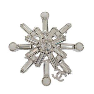Chanel Snow Star Brooch Metal Silver